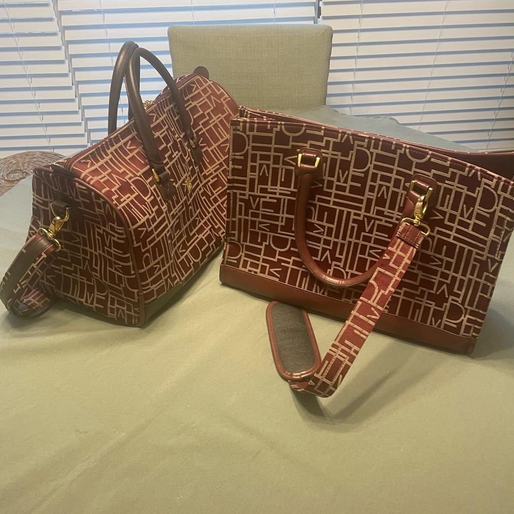 Beutiful Vintage Designer Brown Patterned Women's Bag Set